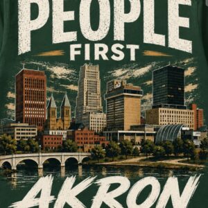 People First Akron vintage distressed t-shirt, forest green